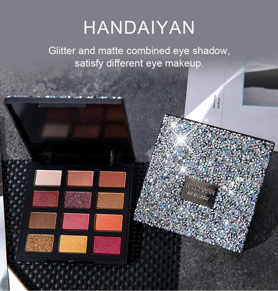 

12 Colors Eye Shadow Pearlescent Makeup Glitter Pigment Smoky Eye Shadow Palette Waterproof Summer swimming Cosmetic Eye HANDAIY