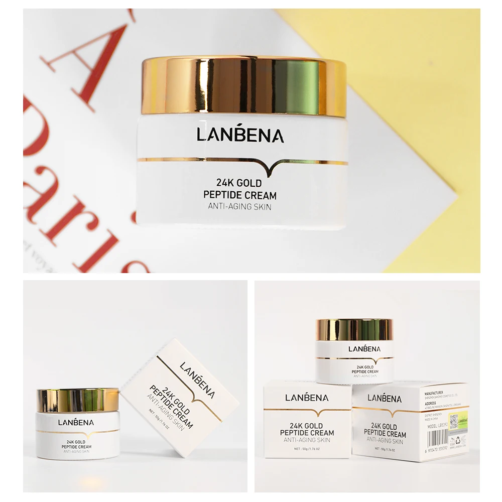 

LANBENA Peptide Wrinkle Facial Cream 24k Gold Anti Aging Skin Moisturize Minimize Fine Lines Effectively Increases Elasticity