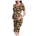 Повседневное платье для беременных с леопардовым принтом летнее платье с коротким рукавом халат новая модная одежда для беременных Одежда для беременных женщин