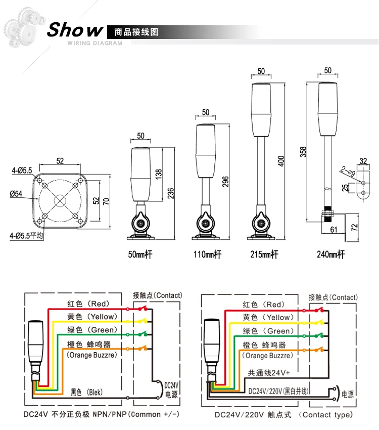 

Tricolor Signal Alarm Light Strobe Flashing Emergency Warning Lamp wall mount for Production workshop machine