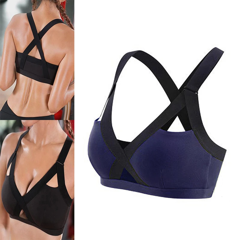 Women Bra Solid Color Sports Bras Front Cross Side Lace Bandage Lingerie Lady Fitness Gym Running Underwear soutien gorge femme