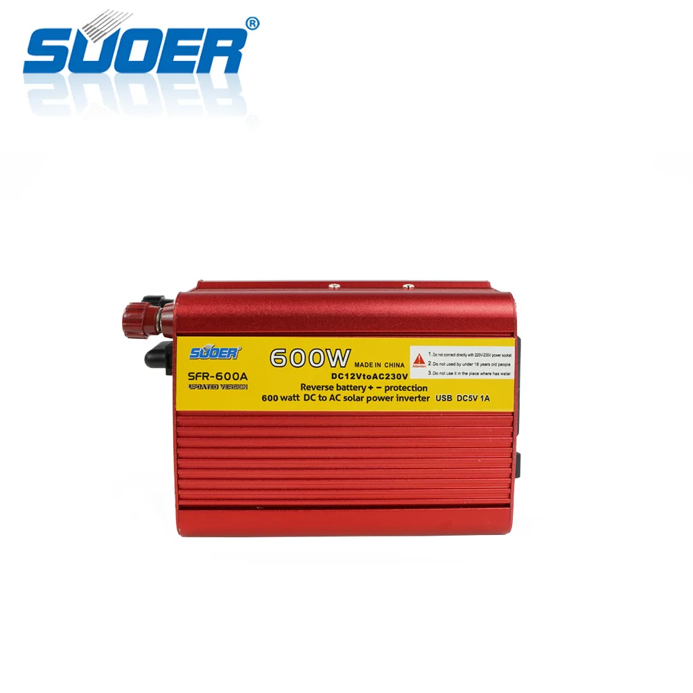 Suoer【 модифицированный синусоидальный инвертор 】 DC AC 12V 220V 600W Off Grid Inverter (SFR-600A)