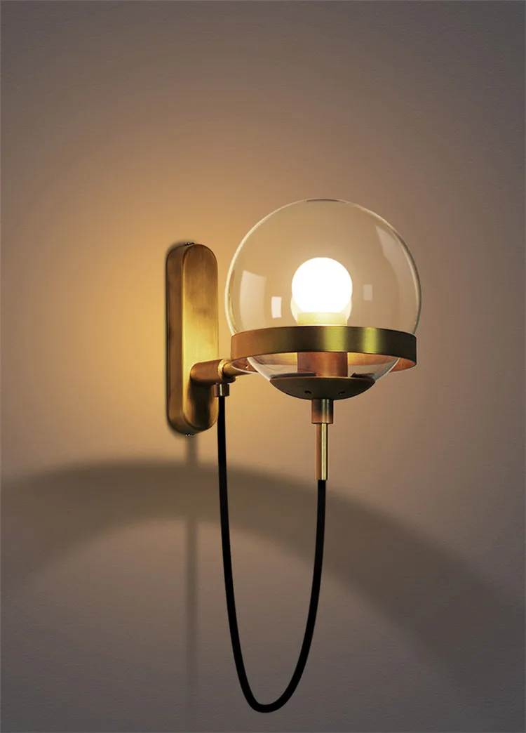 Lustra lampa скандинавский винтажный светодиодный настенный светильник со стеклянным
