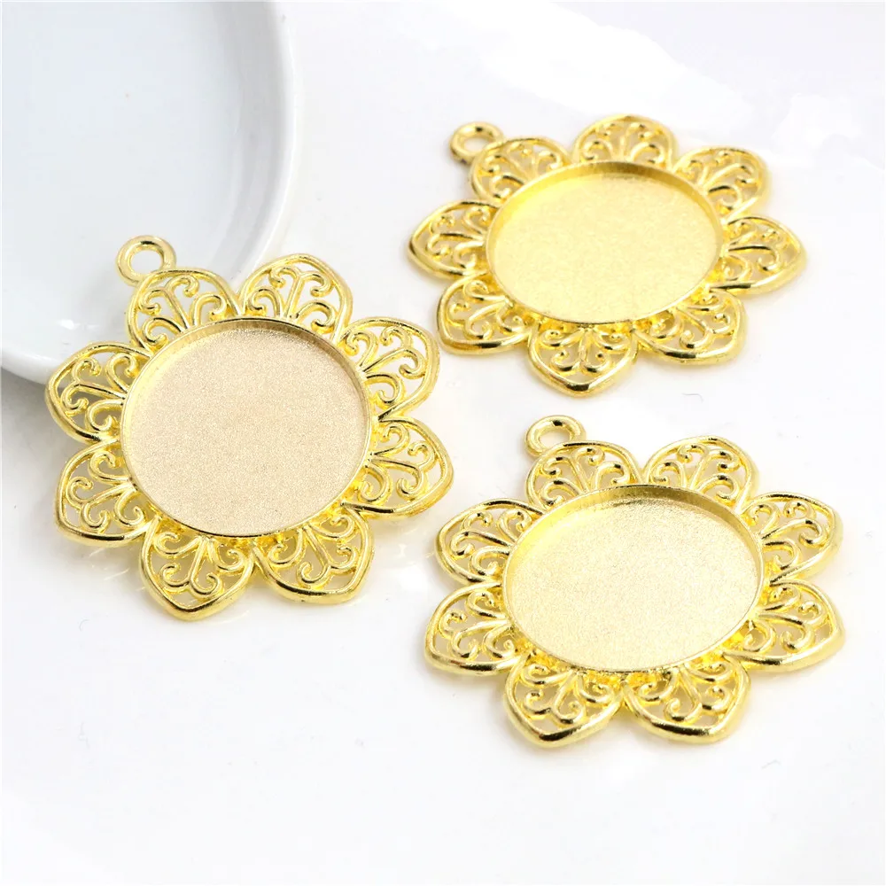 Новая мода 5 шт 25 мм Внутренний размер Античная Посеребренная бронза цветов