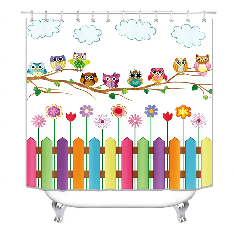 

Shower Curtain, Bathroom Curtains-Cartoon Parrot,Tree Branch For Kindergarten Kids,Children,Nursery School Classroom Decration
