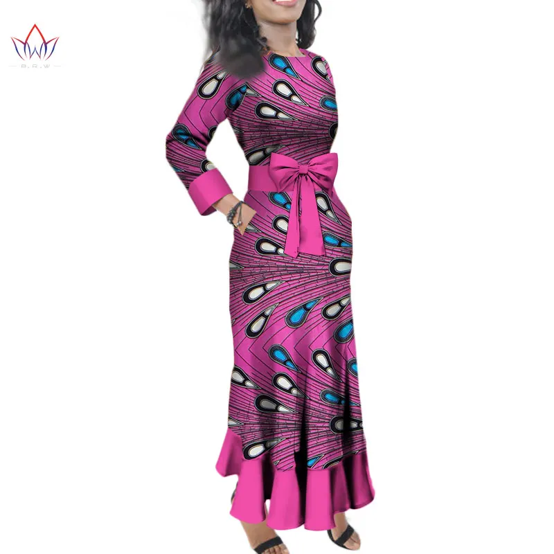 

Plus Size African Dashiki Dresses Cotton Brand Custom Clothing O-neck African Dresses For Women Traditional Dress None BRW WY382