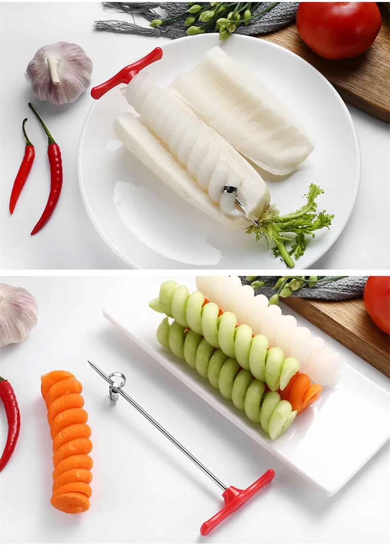 1PC Vegetables Spiral Knife Potato Carrot Cucumber Salad Chopper Easy Screw Slicer Cutter Spiralizer Kitchen Tools XB 136 | Дом и сад