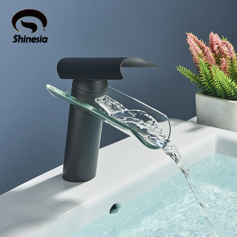 Смеситель для раковины в современном стеклянном стиле Твердый латунный кран