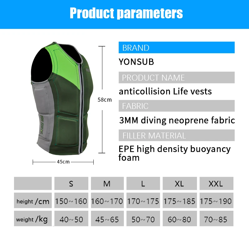 

2021NEW Outdoor Rafting Neoprene Life Jacket Adult Safety Life Vest Water Sports Fishing Kayaking Boating Swimming Drifting Wear