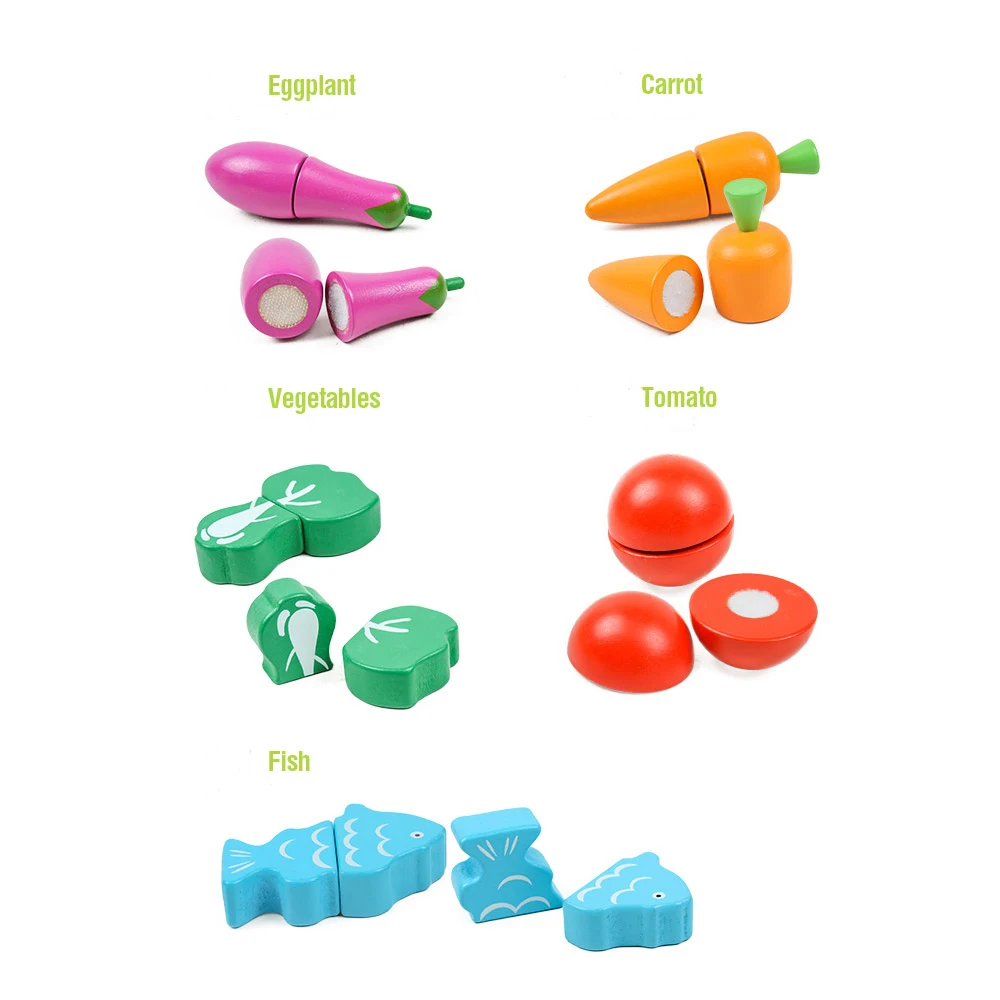 Деревянные игрушки для кухни фрукты овощи красочные пазлы ролевых игр детские