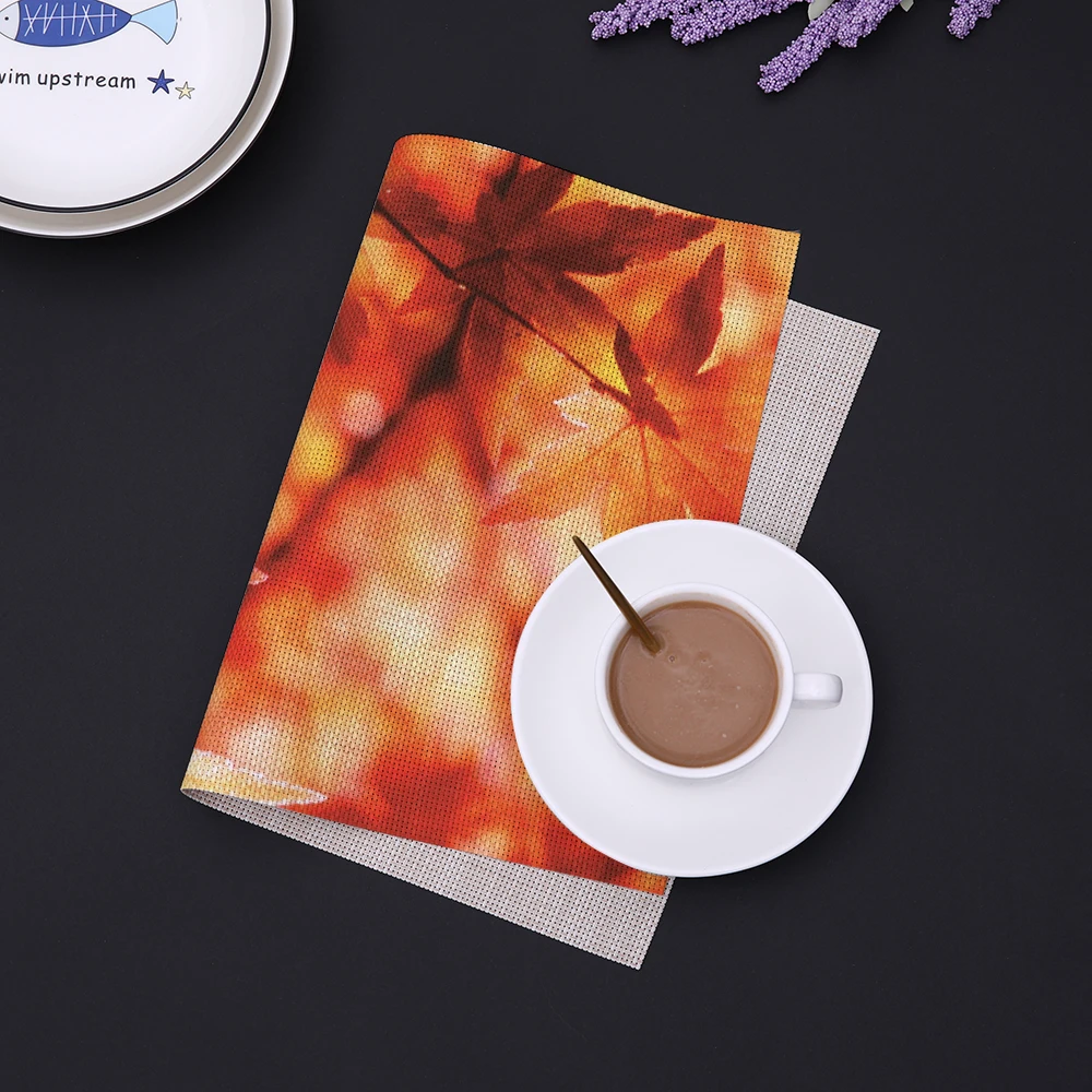 

painting Heat-Resistant Placemats Stain Resistant Anti-Skid Washable PVC/Polyeste Table Mats Woven Vinyl Placemats, Set of 4 PCS