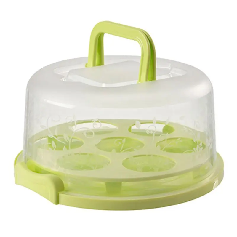 Портативный пластиковый круглый контейнер для кексов ящик хранения десертов