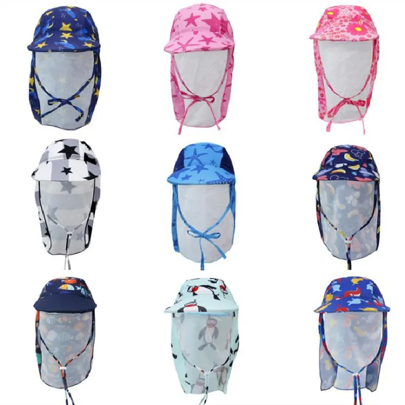 

Детская шапочка для плавания, быстросохнущая Солнцезащитная шапочка для защиты шеи, Пляжная шапочка для плавания с защитой от ультрафиолет...