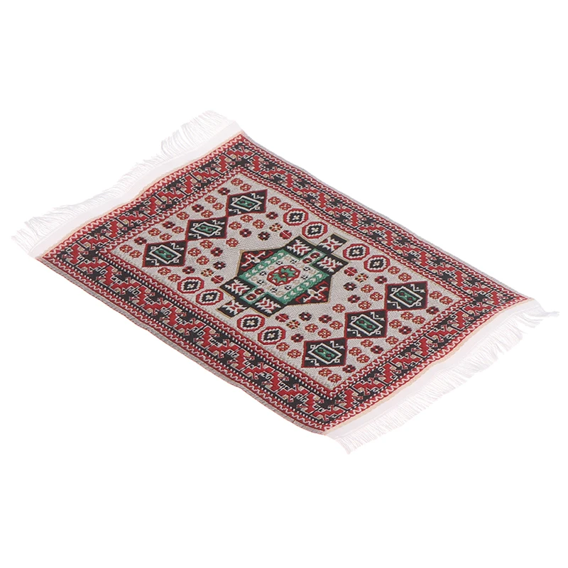 

1 Piece 1:12 Dollhouse Miniature Red Turkish Carpet Rug Floor Carpet Doll House Decor