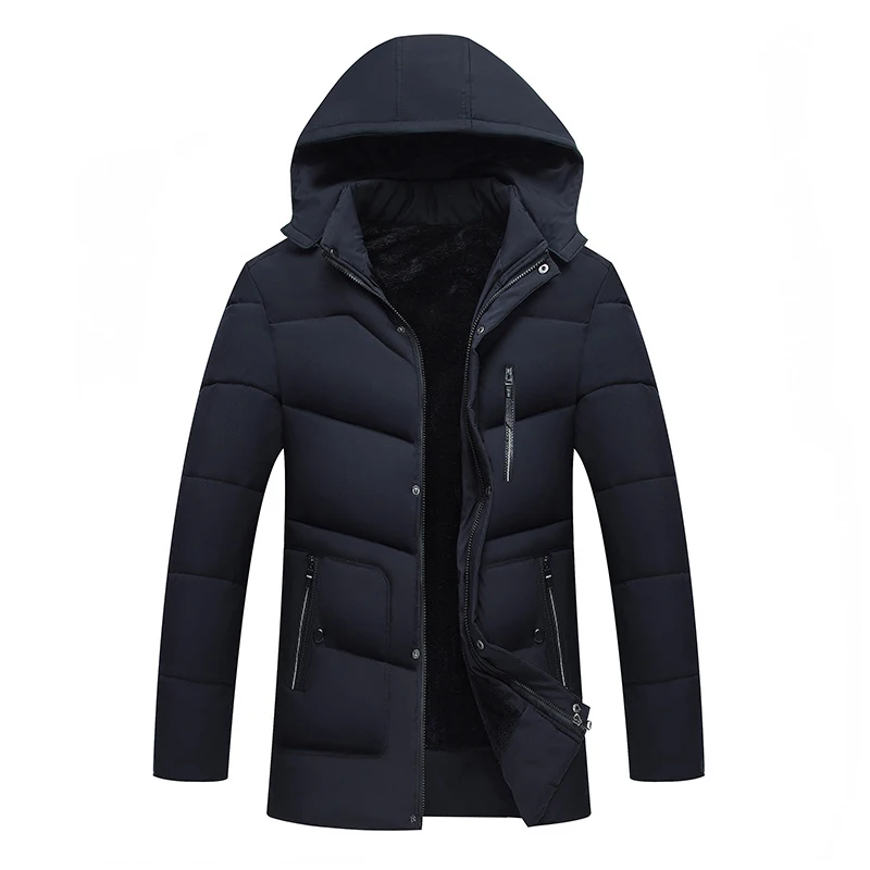 Мужская теплая куртка с капюшоном повседневная хлопковая парка защитой от