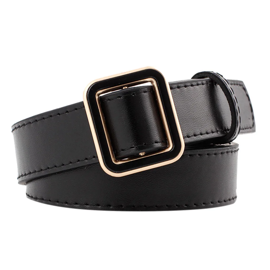 Винтажный ремень из искусственной кожи с автоматической пряжкой тонкий для