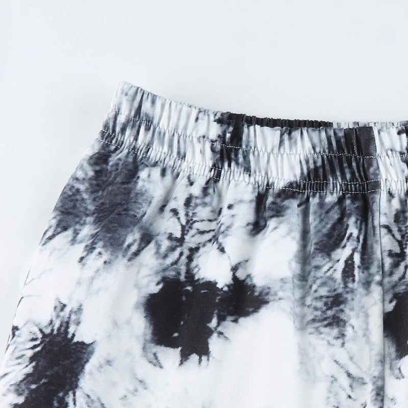 

Women's Fashion Personality Tie-Dye Print Bouquet Feet Thin Casual Pants Black