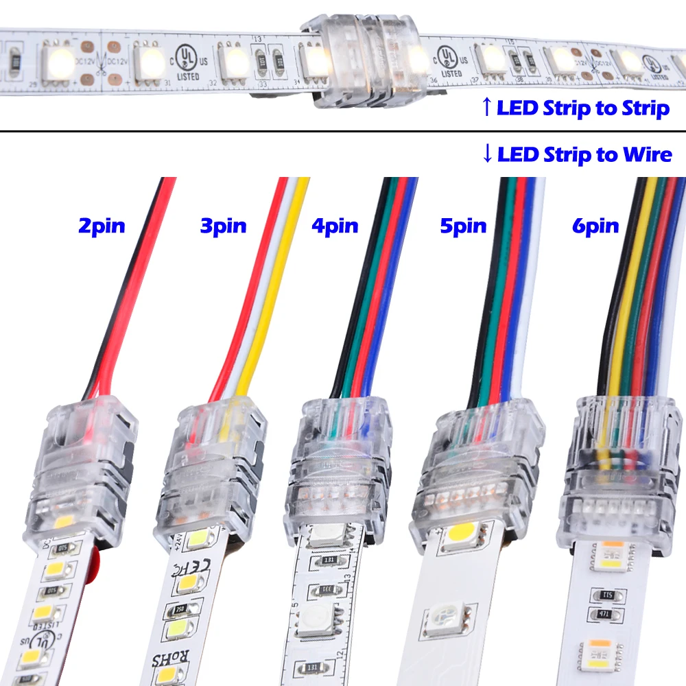 5 шт. 2pin 3pin 4pin 5pin 6pin разъем для светодиодной ленты для RGB RGBW RGBWW 3528 5050 светильник для светодиодной ленты соединение проводов
