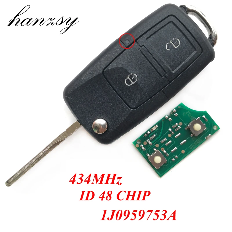Пульт дистанционного управления с 2 кнопками 434 МГц для VW Volkswagen Passat Golf Lupo Bora Polo Beetle