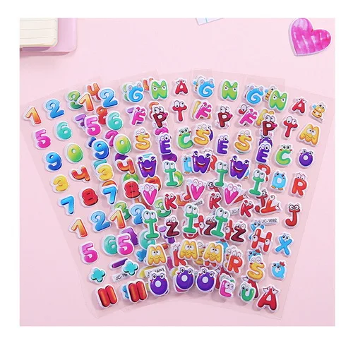 Number letter CCINEE 5 шт. Пузырьковые стикерные игрушки дети мультфильм Животные фрукты стереонаклейки игрушка украшение комнаты - Цвет: Number letter