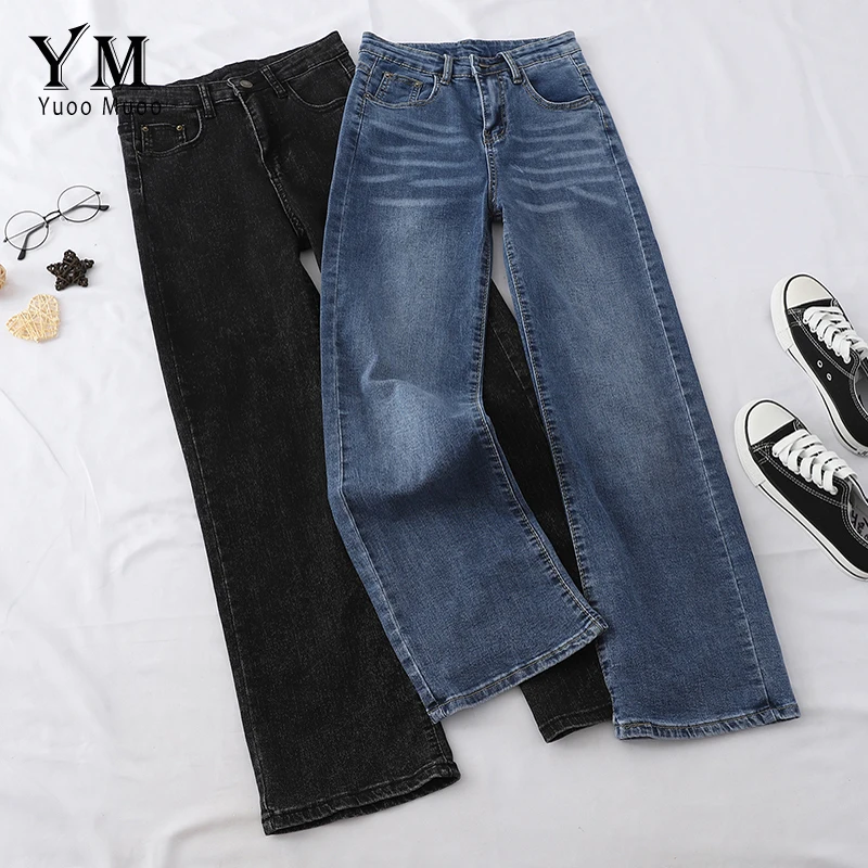 YuooMuoo 2019 Black Pants Women High Waist Jeans Brief Fashion Boyfriend Wide Leg Mom Trousers Casual Ladies Denim |