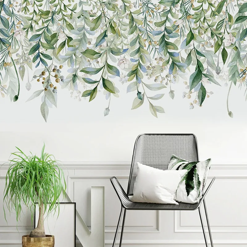 

Green Plant Wall Sticker Spring Removable PVC Wall Sticker Home Decoration Ins Style Fresh Wall Sticker 2Pcs