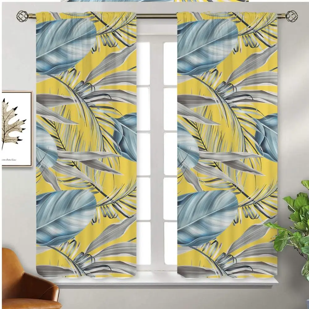 

Flower Leaves Pattern Modern Blackout Curtain 3D Printed Tulle Curtains For Living Room Bedroom Window Home Decor