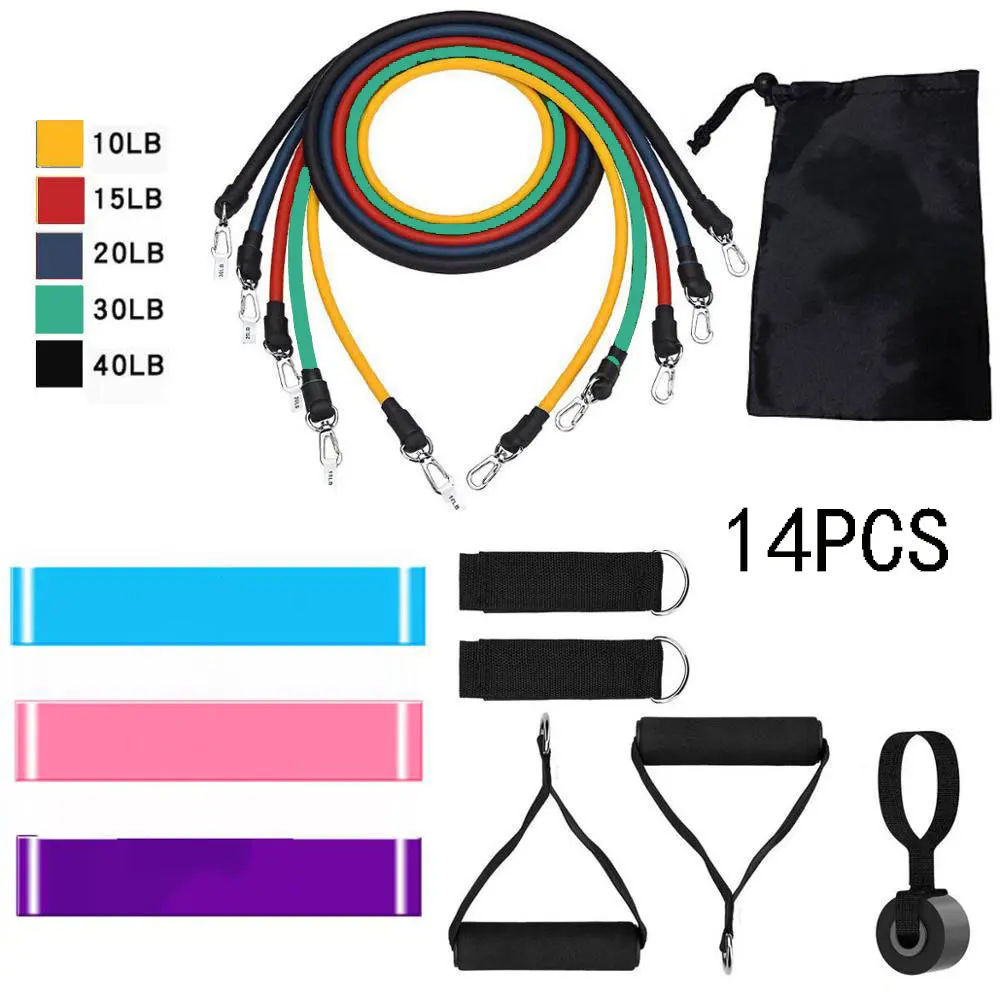 14 шт. Фитнес эластичных лент на веревки тренажеры для занятий йогой с ножными