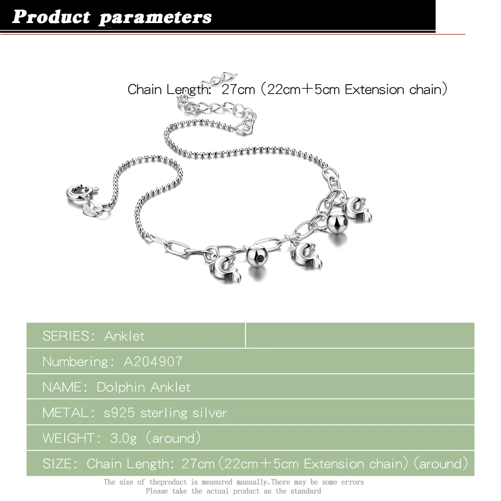 Женский браслет на ногу из серебра 100% пробы с дельфином | Украшения и аксессуары
