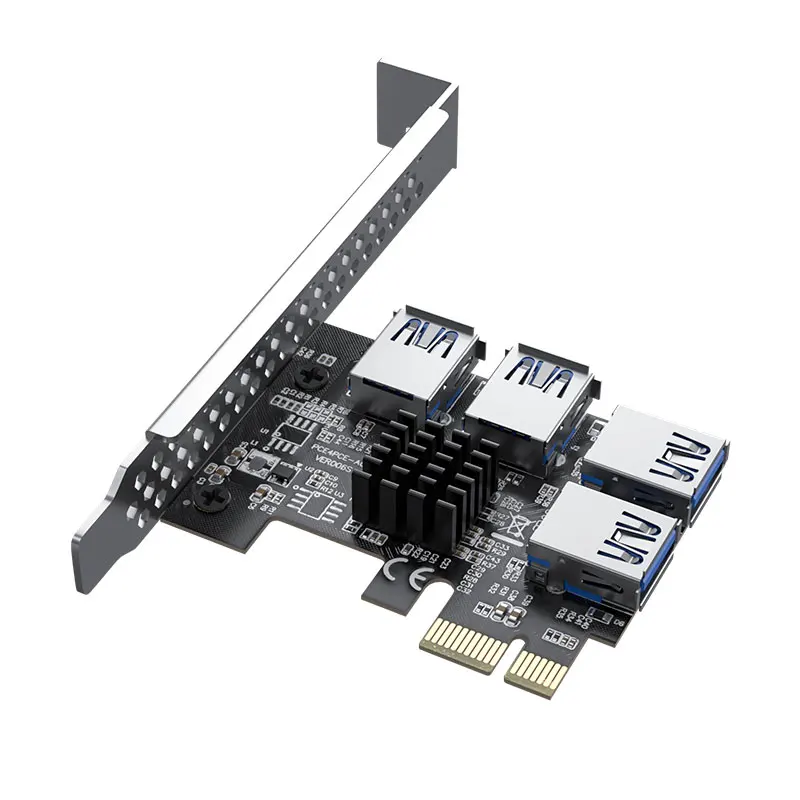 Acasis PCI-E адаптер 1 поворот 4 PCI-Express слот 1x к 16x USB майнинговая специальная переходная