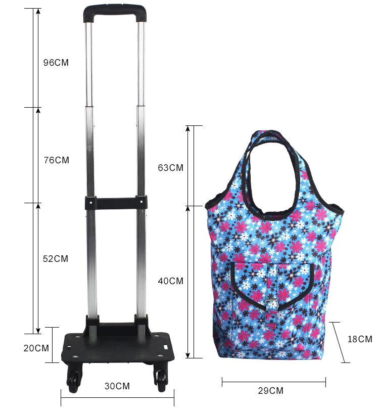 

Foldable Shopping Cart Thickening Aluminum alloy Luggage Climbing Heavy Storage basket Portable Rolling Shopping Bag