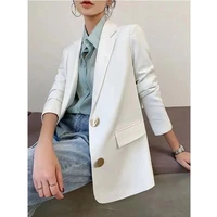 free shipping fashion autumn new white blazer women jacket work wear slim suit coats student wear clohtes