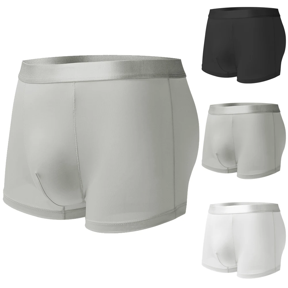 

2021 Men Transparent Ice Silk Underpants Summer Quick-Drying Boxer Briefs very soft sexy Comfortable Breathable Underpants 5XL