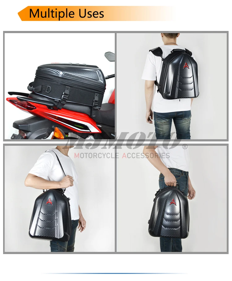 

Carbon Fiber Shell Waterproof Motorcycle Tail Bag Multifunction Durable Motorbike Rear Seat Bag Helmet Bag High Capacity 30-50L