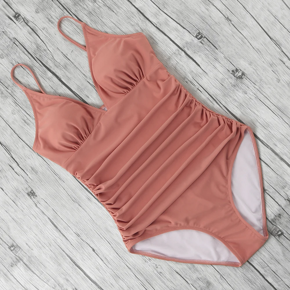

Swimwear Women 2021 Plus Size One Piece Sexy Backless Shining Swimming Suit Push Up Bandage V Neck Monokini Women Swimsuit