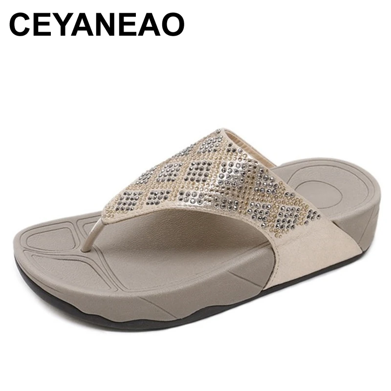 CEYANEAO 2020 женские модные лоферы на танкетке повседневные пляжные тапочки женская