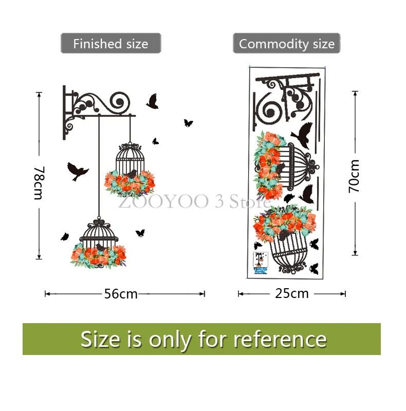 Цветная Цветочная Наклейка на стену клетка для птицы наклейки летающих птиц