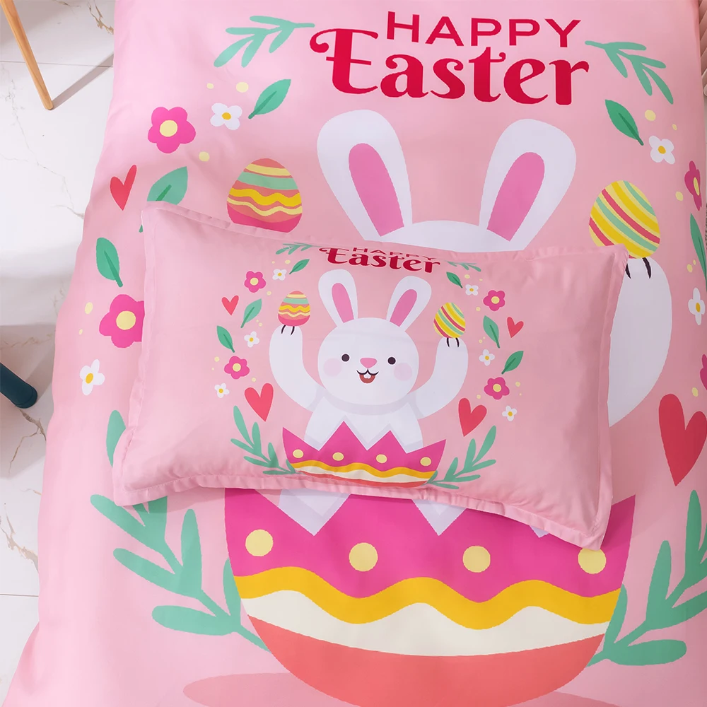 Набор постельного белья с пасхальными яйцами мультяшный Пасхальный кролик