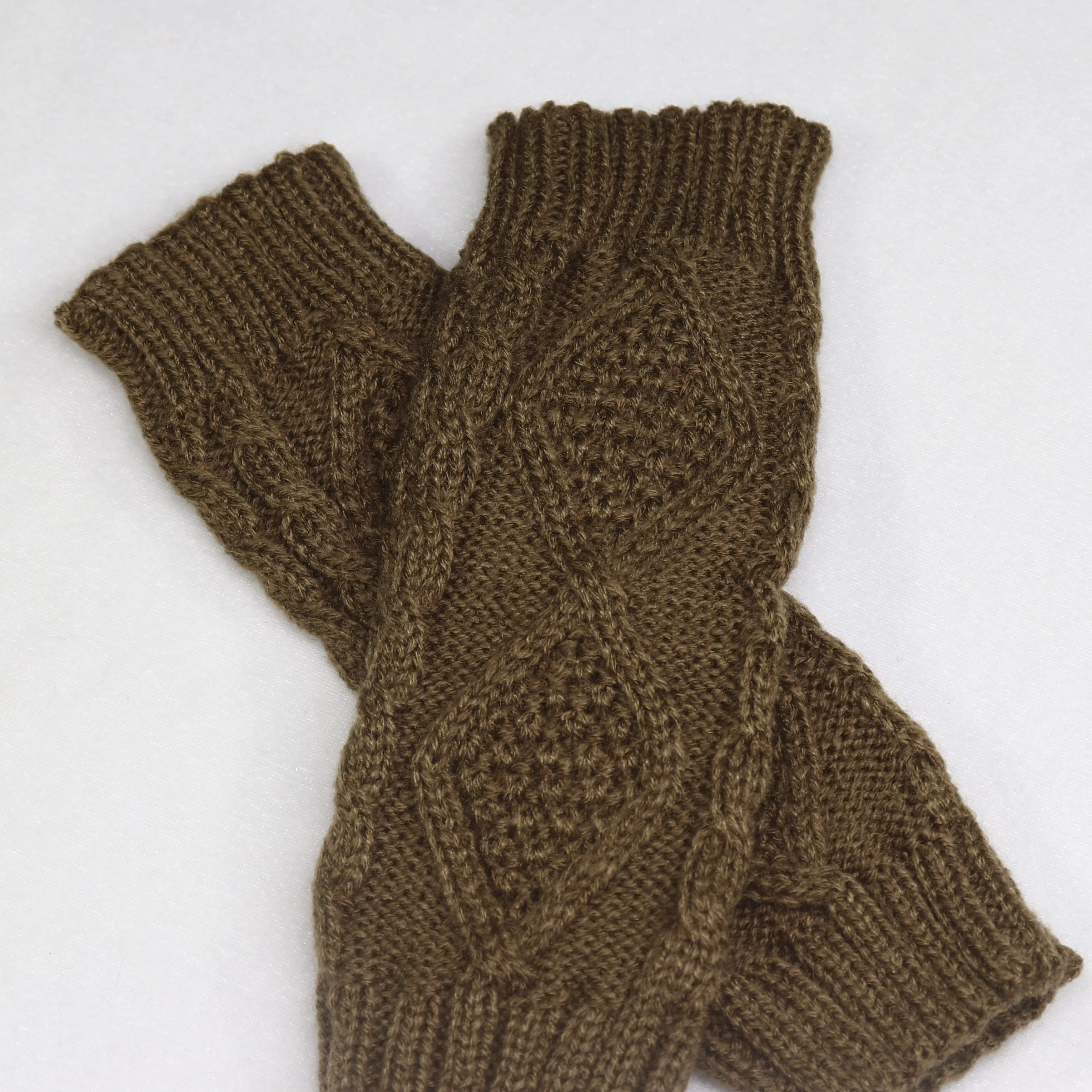 Women's Half Finger Gloves Diamond Rhombus Warm Gloves in autumn and winter Thickened knitted gloves