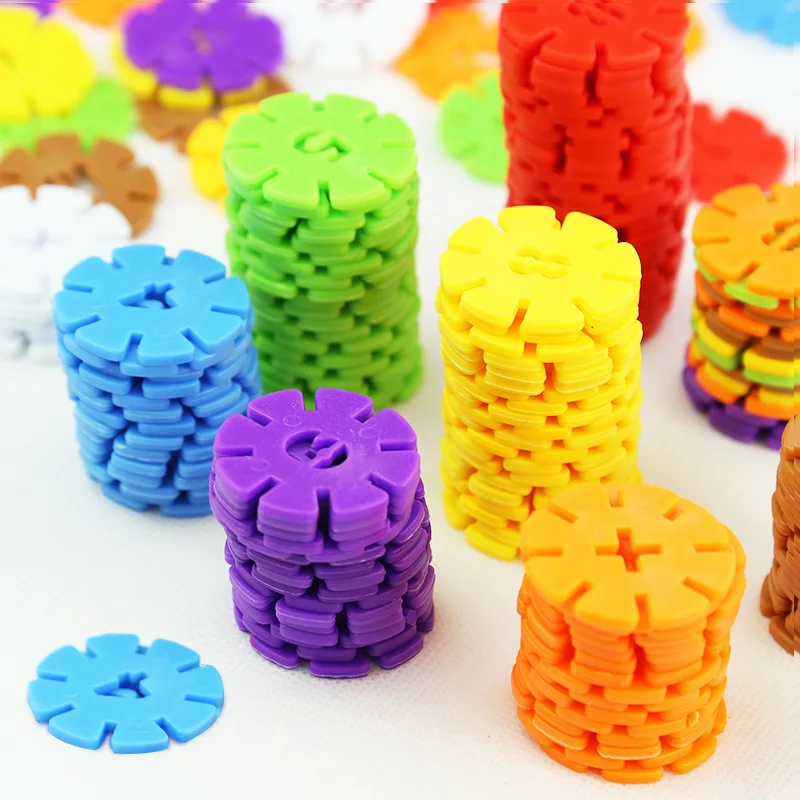 

Thickened snowflake pieces assembled plug-in building blocks digital baby kindergarten early education toys desktop children's g