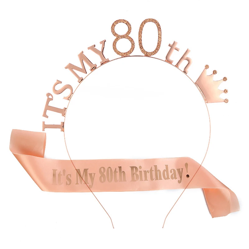 Розовое золото с надписью It's My 80th Birthday Crown головной убор Комплект одежды из