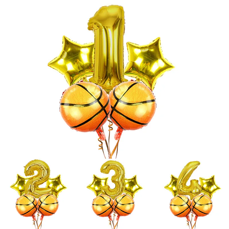 5 шт. 18 дюймов баскетбольные цифровые пятиконечные звезды алюминиевая пленка