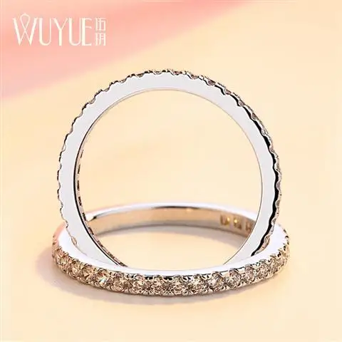

Silver Row Diamond Ring Women's Thin Simple Guard Ring 925 Silver Rose Gold Japanese and Korean Fashionmongers Rhinestone Quartz