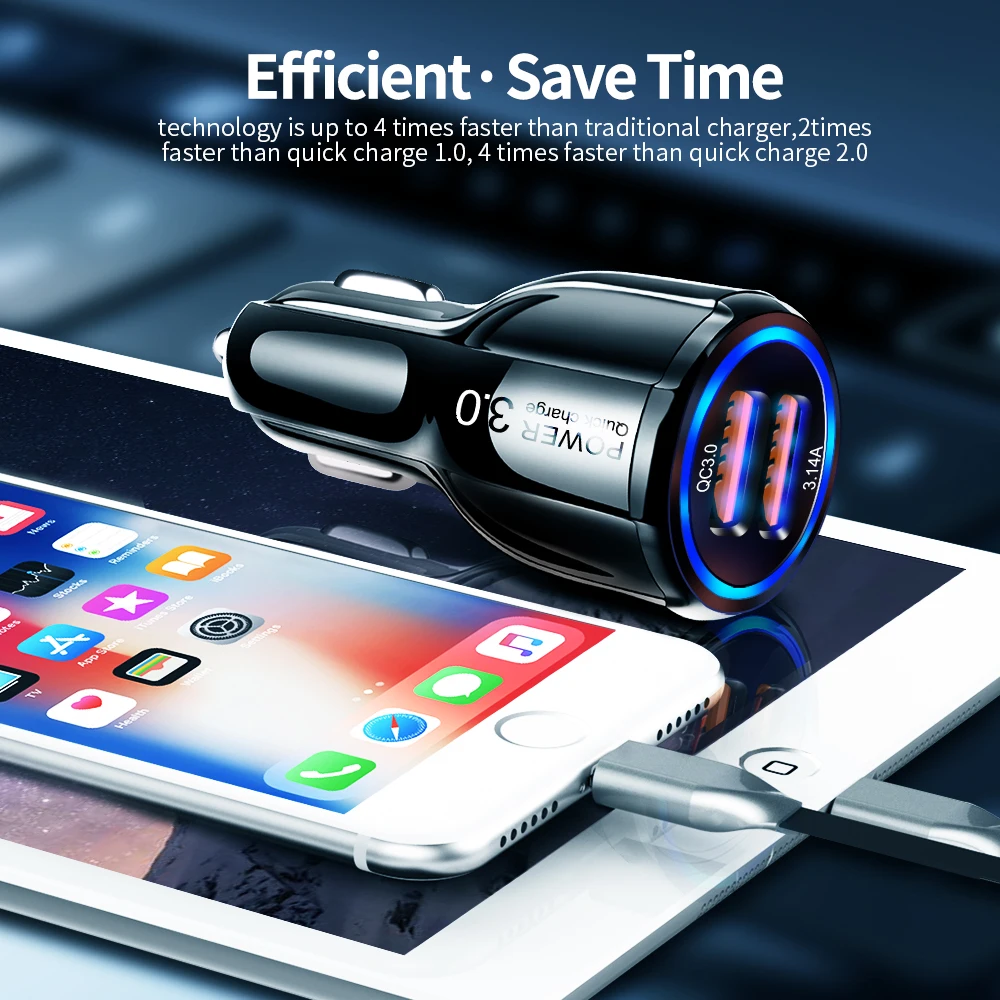 Car Charger Dual USB Quick Charge 3.0 for IPhone 8 X XS XR XSMAX QC Adapter Samsung Galaxy S8 Note 9 Huawei | Автомобили и