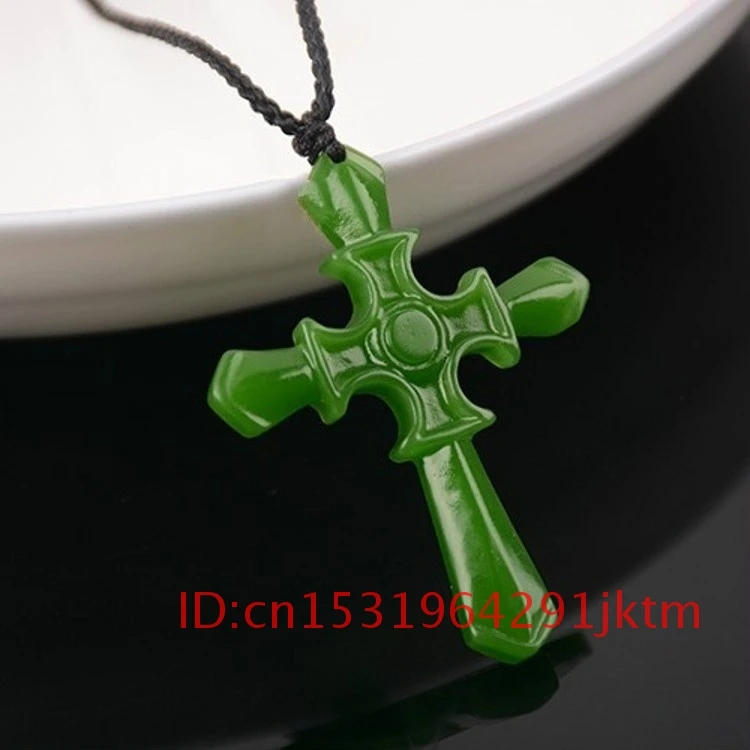 

Carved Gifts Charm for Jade Fashion Jewelry Cross Amulet Chinese Men Jadeite Pendant Natural Necklace Women Hand White Green