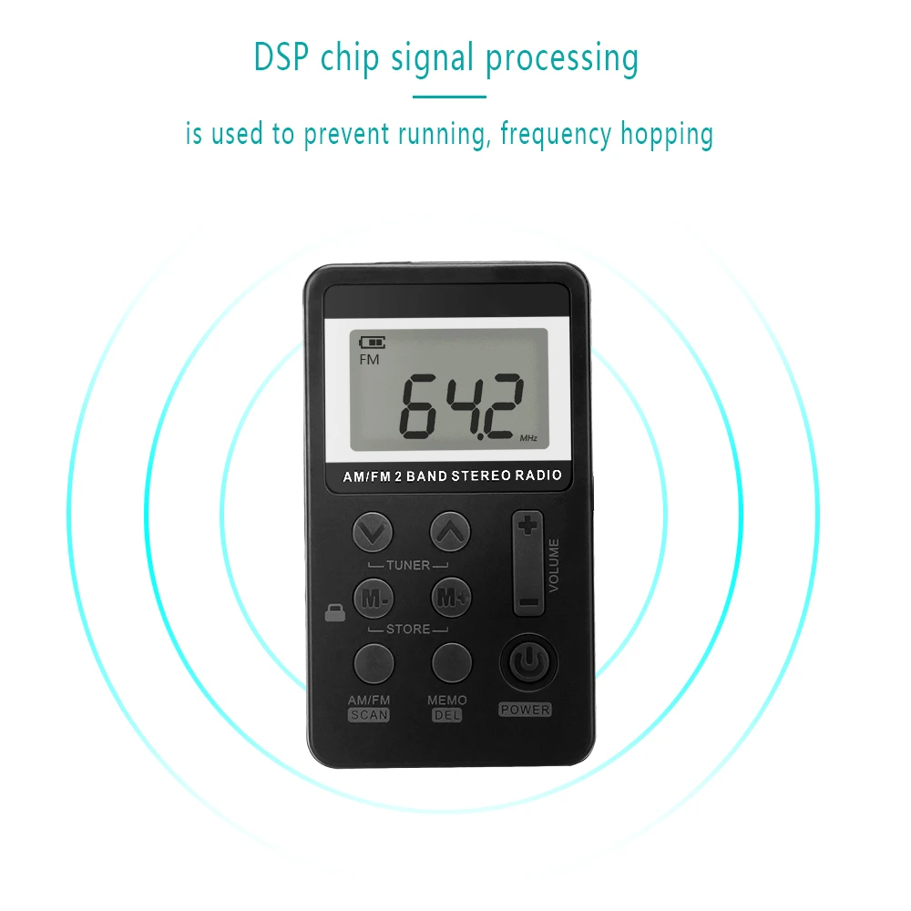 Мини AM/FM радио 2 диапазона стерео карманный радиоприемник с ЖК дисплеем и