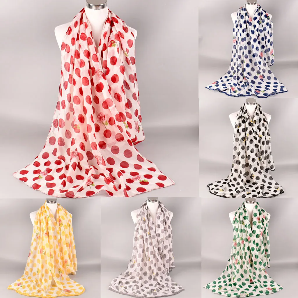 Модный женский тонкий шарф в горошек теплые шарфы мягкие шали обёрточная бумага s