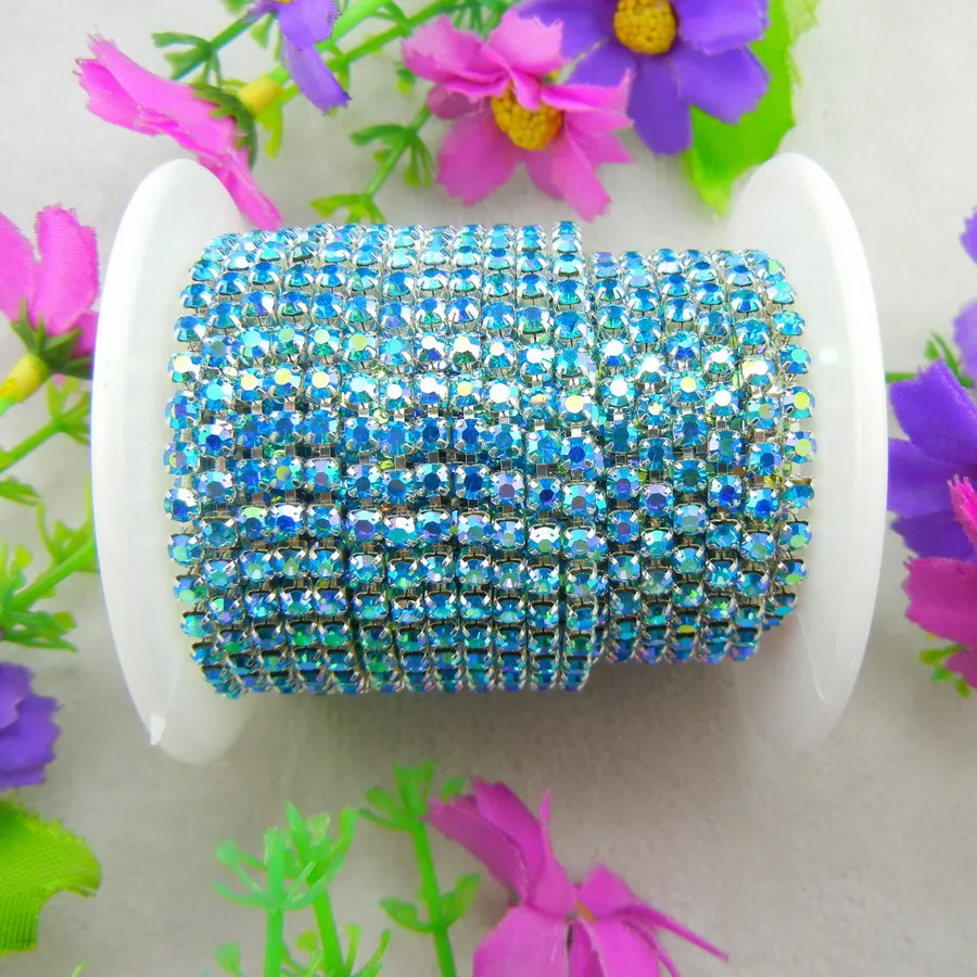 5 ярдов/рулон серебристая основа высокой плотности AB Colors ss6 2 мм ss8 ss10 8 ss12 3 стразы