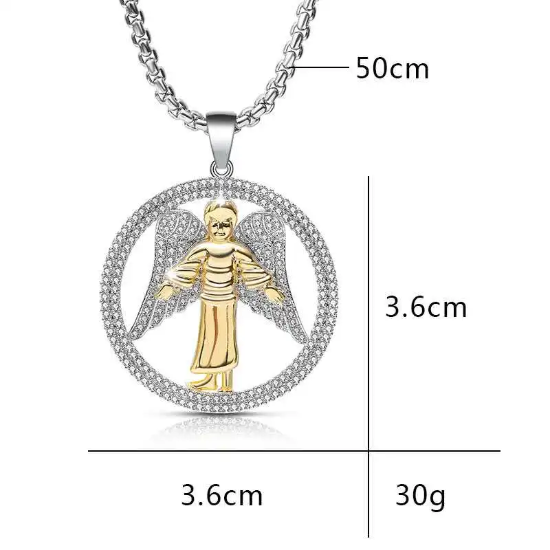 

High quality full copper zircon necklace for women girl cute angel wings love heart believe crystal pendant necklace jewelry