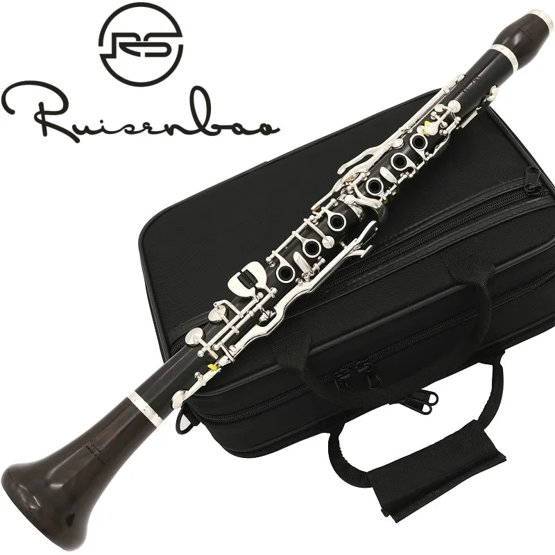 

New Bb tone 20 keys Ebony wood clarinet German system design silver plating keys with case